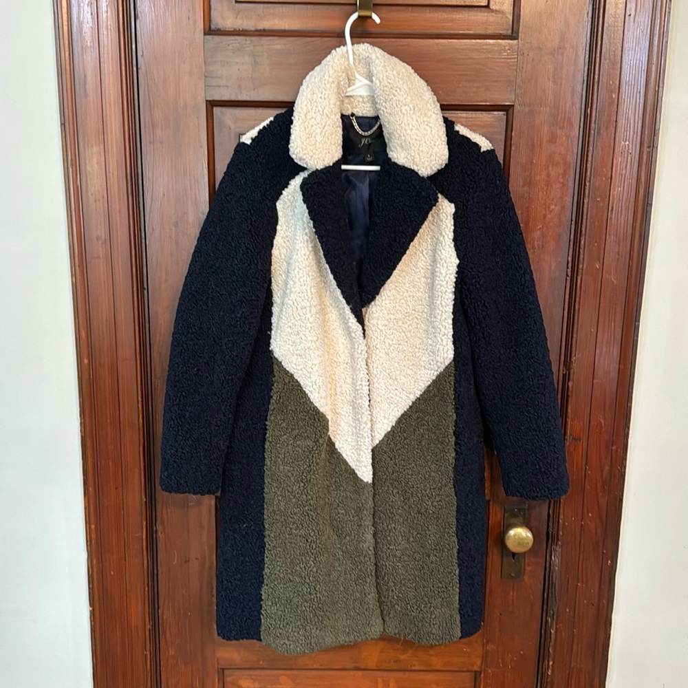 J CREW Sherpa Colorblock Top Coat
